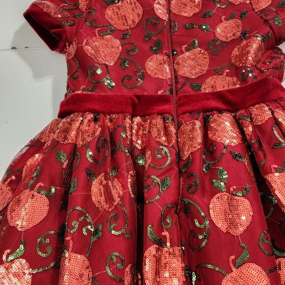 Girls Disney Snow White Elegant Apple Embroidered Sequin Party Dress Size 5/6 - Picture 12 of 16